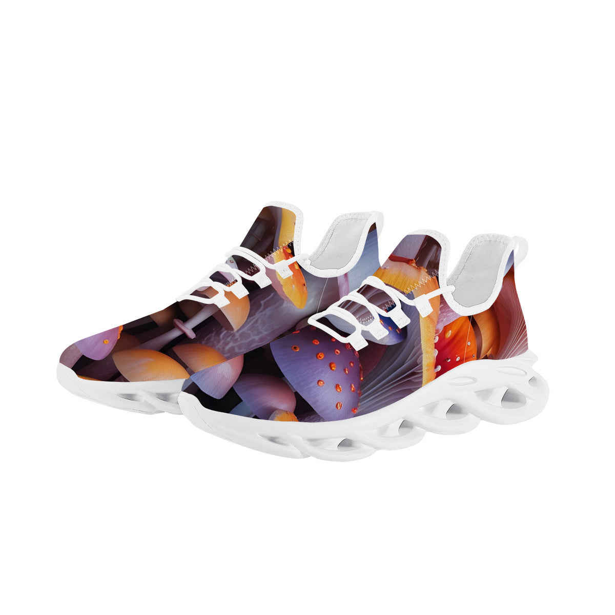 Custom Design Mushroom Print Flex Control Sneaker - White