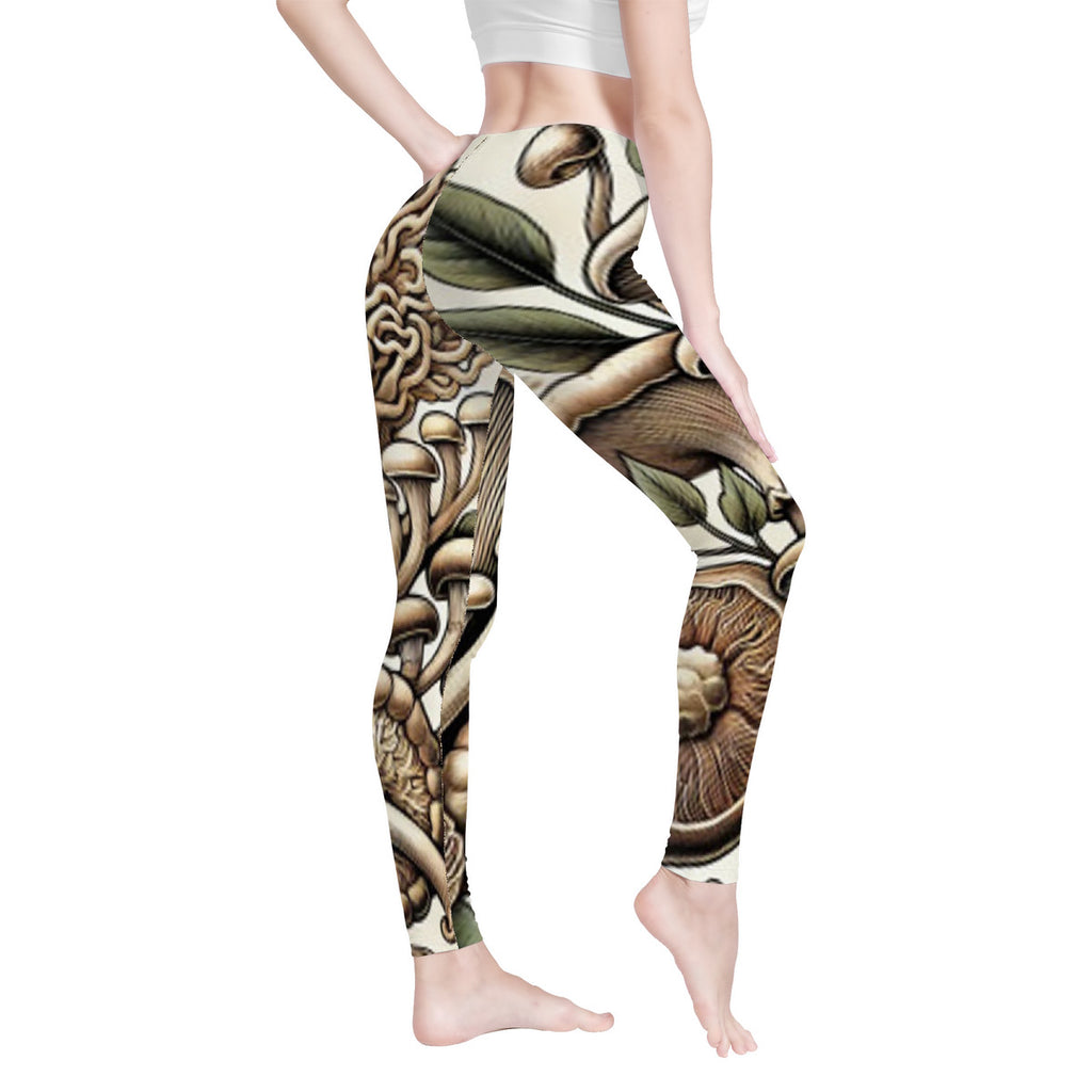 Custom Mushroom Design All-Over Print Yoga Leggings