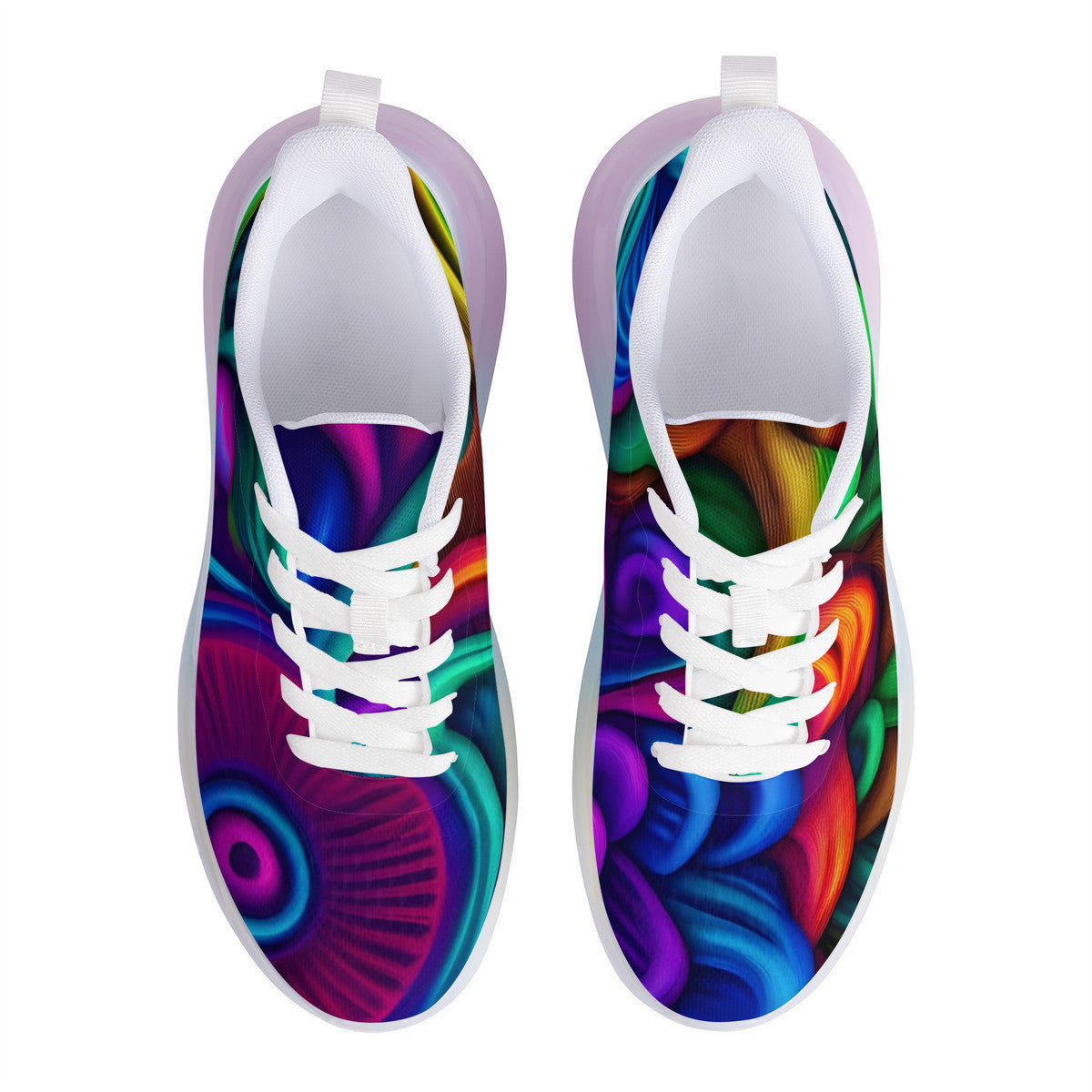 Custom Mushroom Print Women's Rainbow Atmospheric Cushion Running Shoes