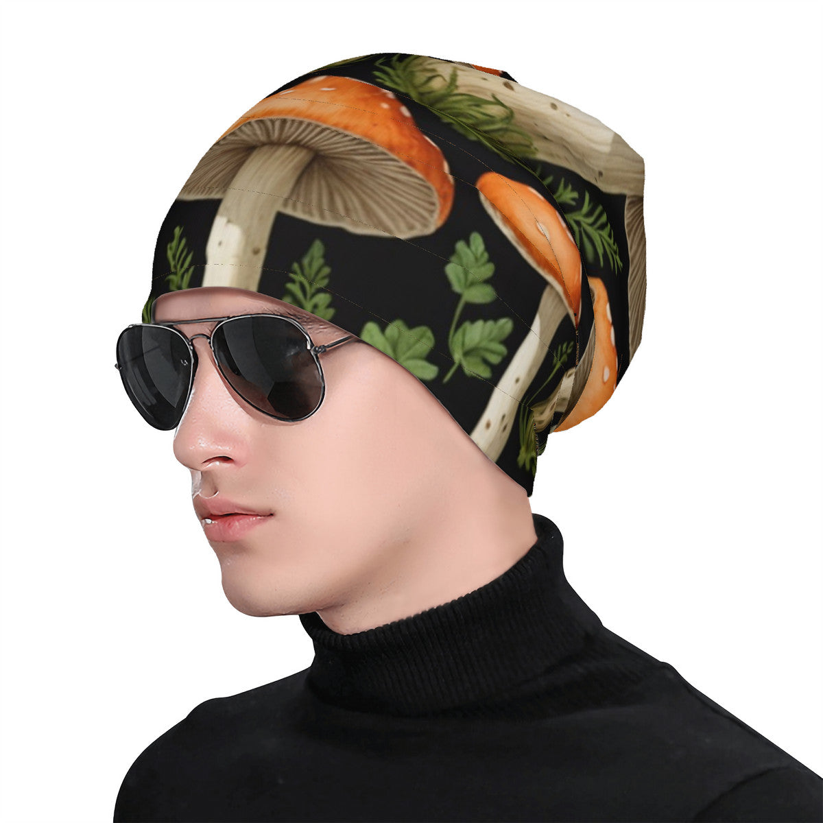 Custom Design Mushroom Print Adult Knitted Beanie - Versatile Cap Perfect For Both Men & Women