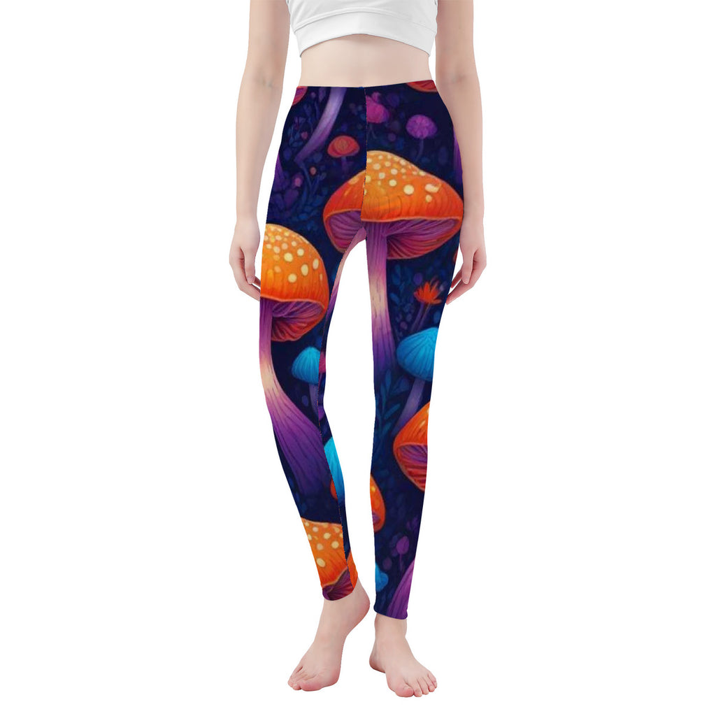 Custom Mushroom Design All-Over Print Yoga Leggings