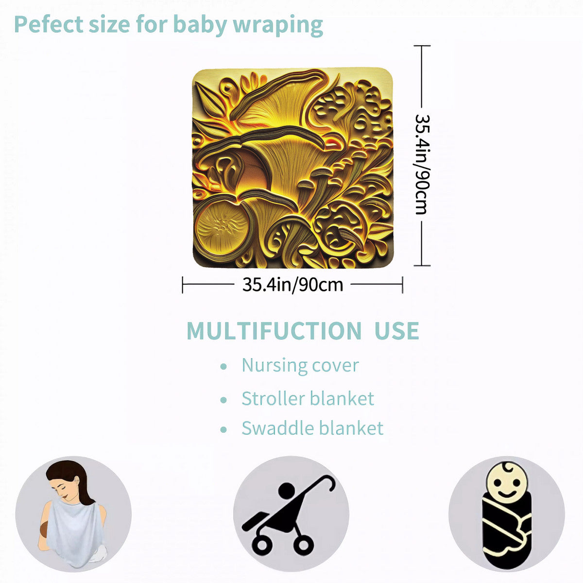 🌙🍄 Little Sporelings Swaddle Blanket – Cozy Magic for Baby Dreams ✨💤