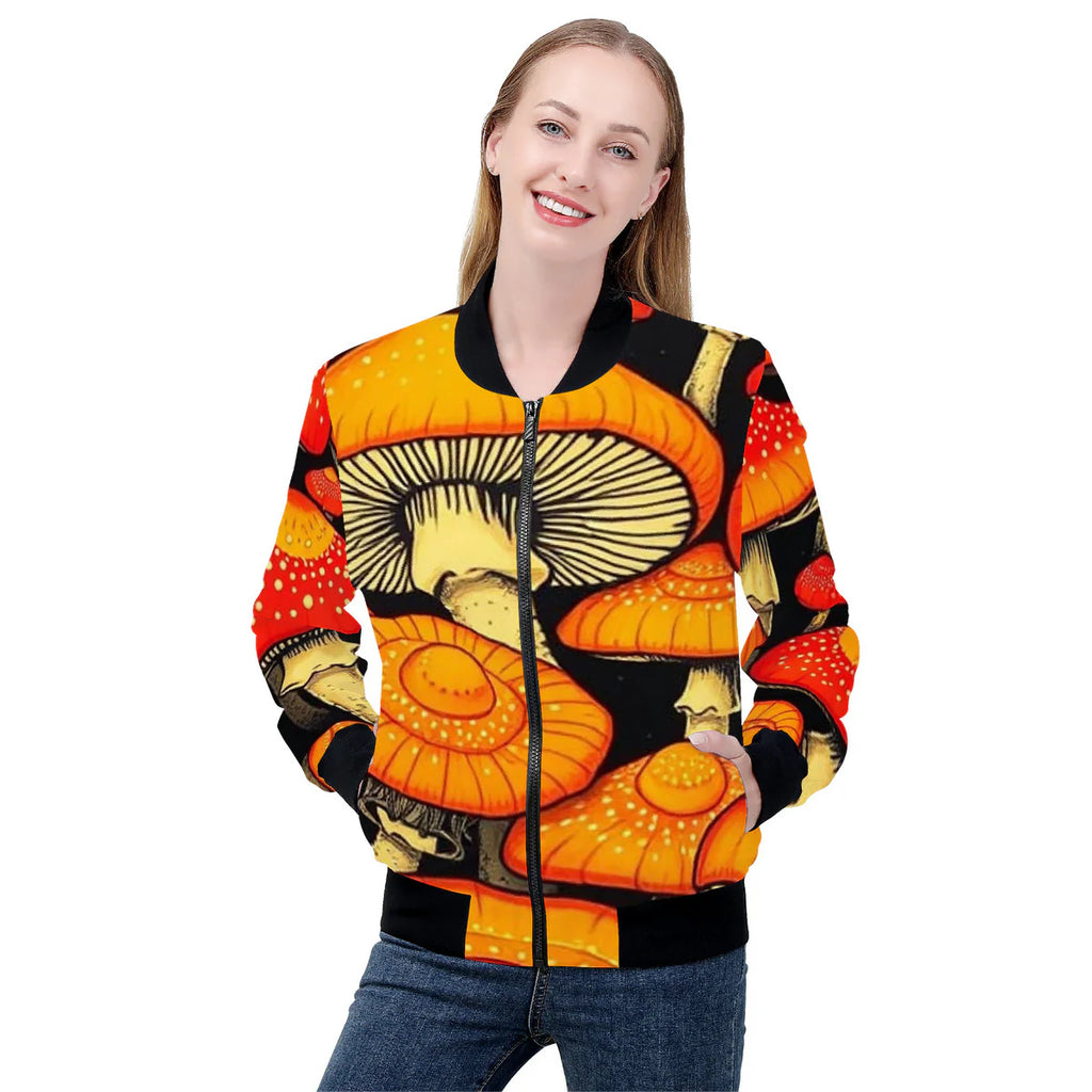 Mushroom Hoodie — Colorful Red & Orange Fungi All-Over Print