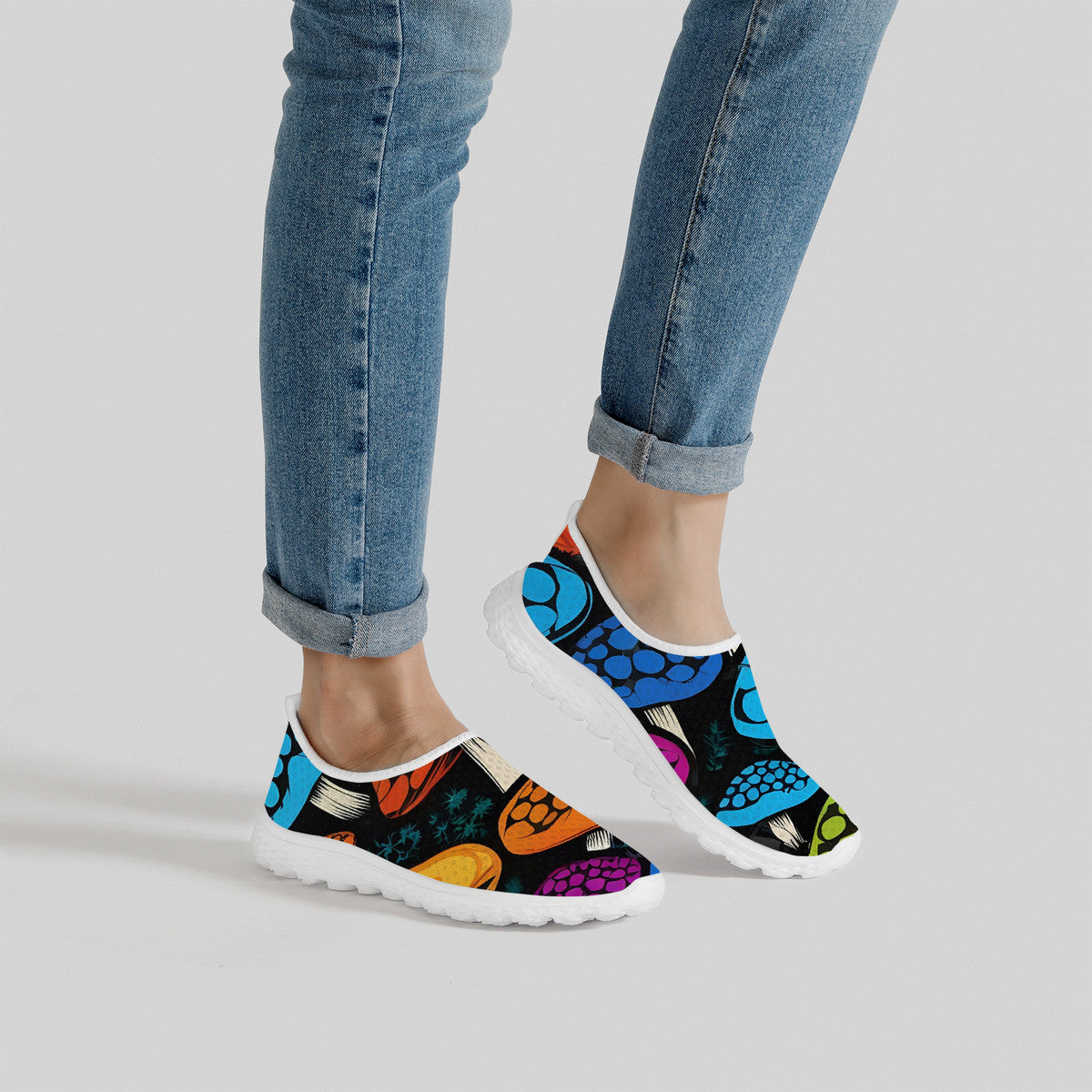 Custom Mushroom Print Women's Mesh Running Shoes