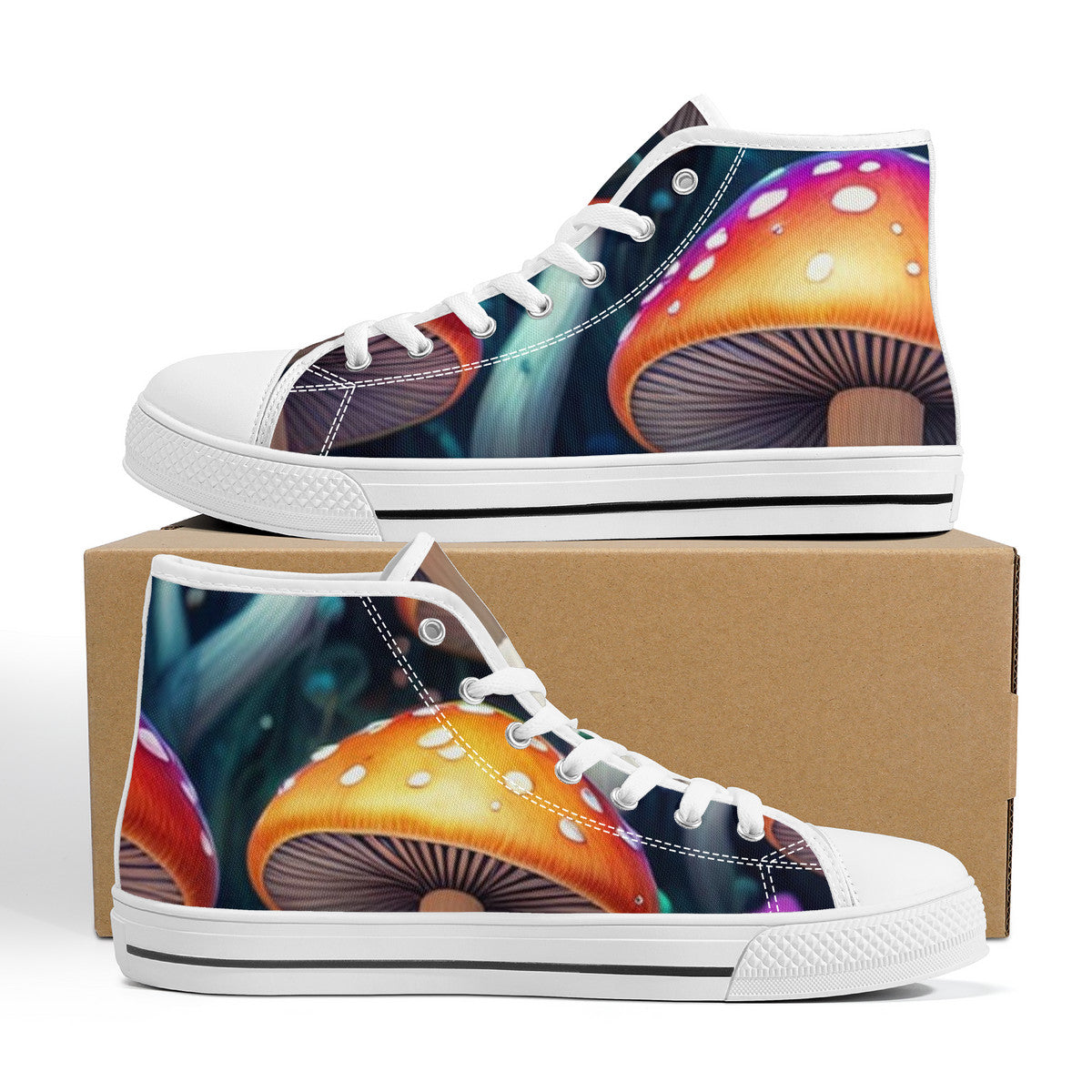 FWS High-Top Canvas Shoes With Customized Tongue - White