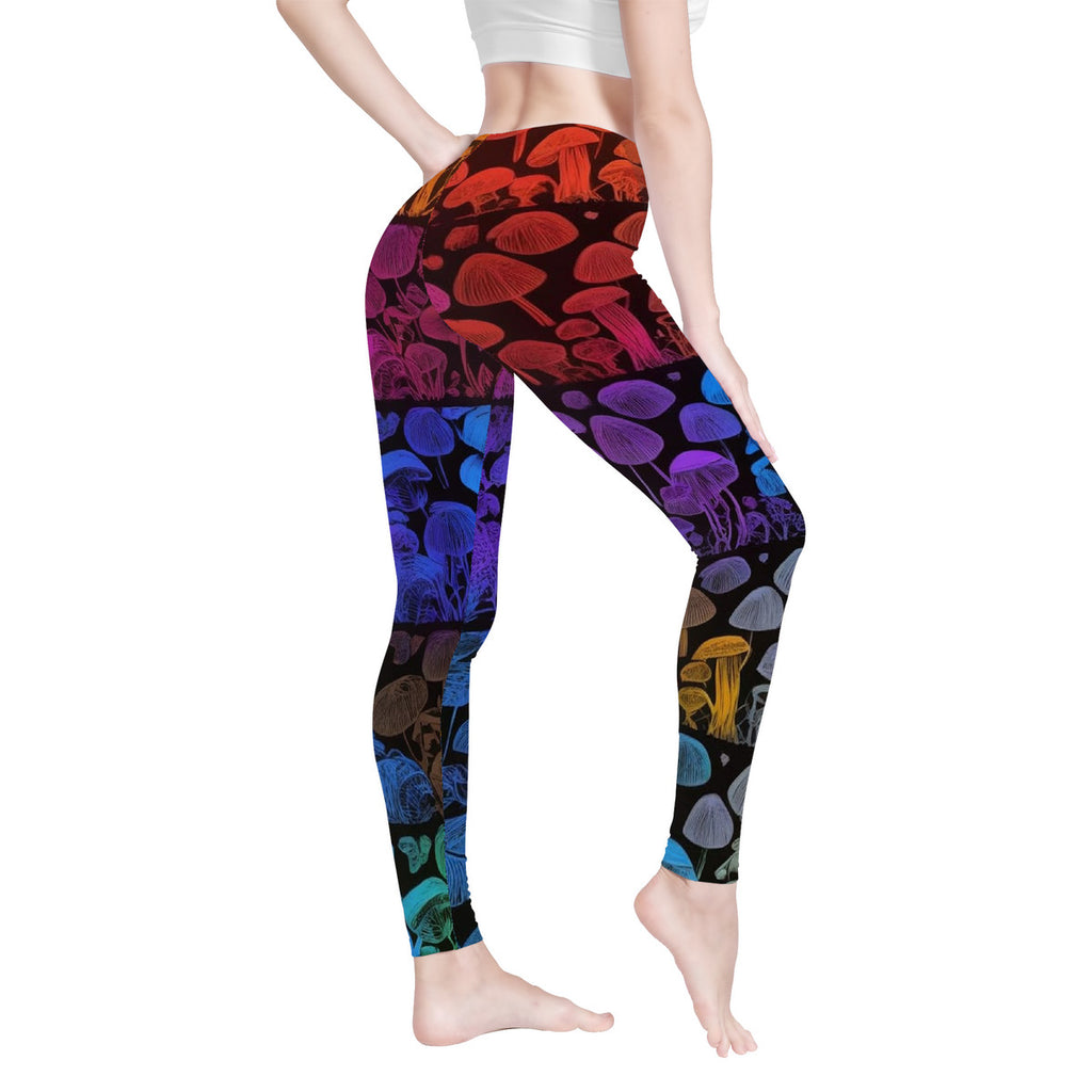 Rainbow Mushroom Custom Print All-Over Print Yoga Leggings