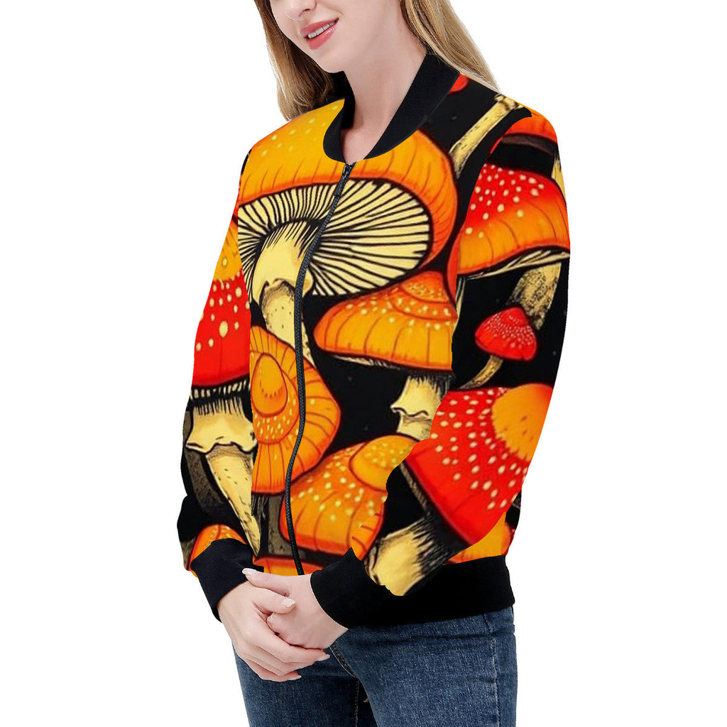 Mushroom Hoodie — Colorful Red & Orange Fungi All-Over Print