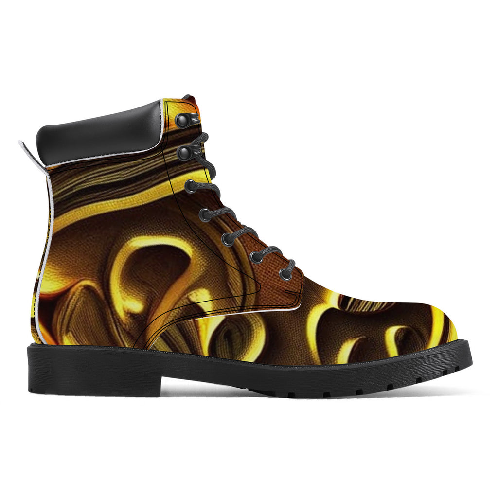 Golden Mushrooms Special Edition Synthetic Leather Boots - Vegan Waterproof All-Season Boots