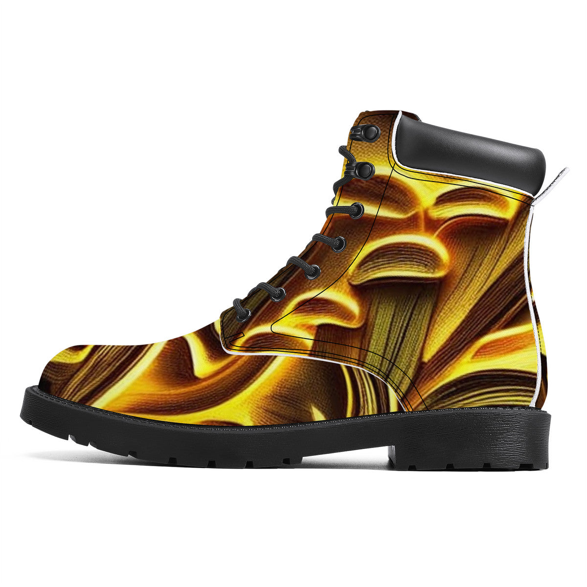 Golden Mushrooms Special Edition Synthetic Leather Boots - Vegan Waterproof All-Season Boots