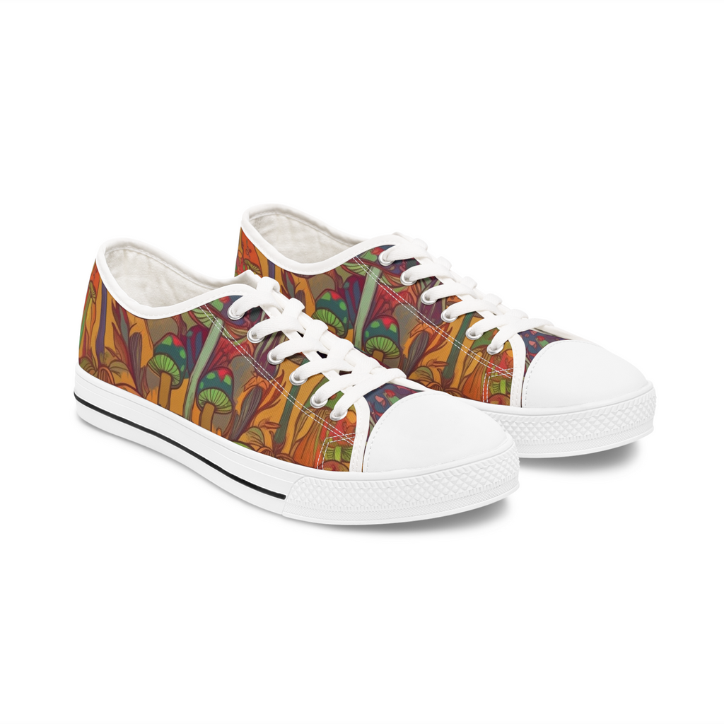 Mushroom Print Sneakers — Men's Botanical Mesh Athletic Shoes