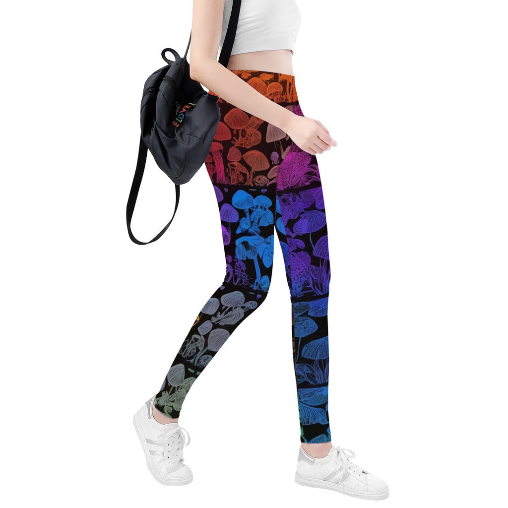 Rainbow Mushroom Custom Print All-Over Print Yoga Leggings