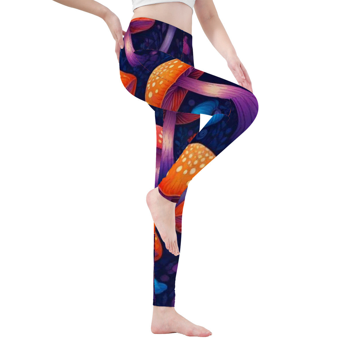Custom Mushroom Design All-Over Print Yoga Leggings
