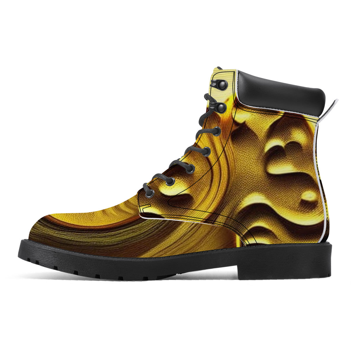 Golden Mushrooms Special Edition Synthetic Leather Boots - Vegan Waterproof All-Season Boots
