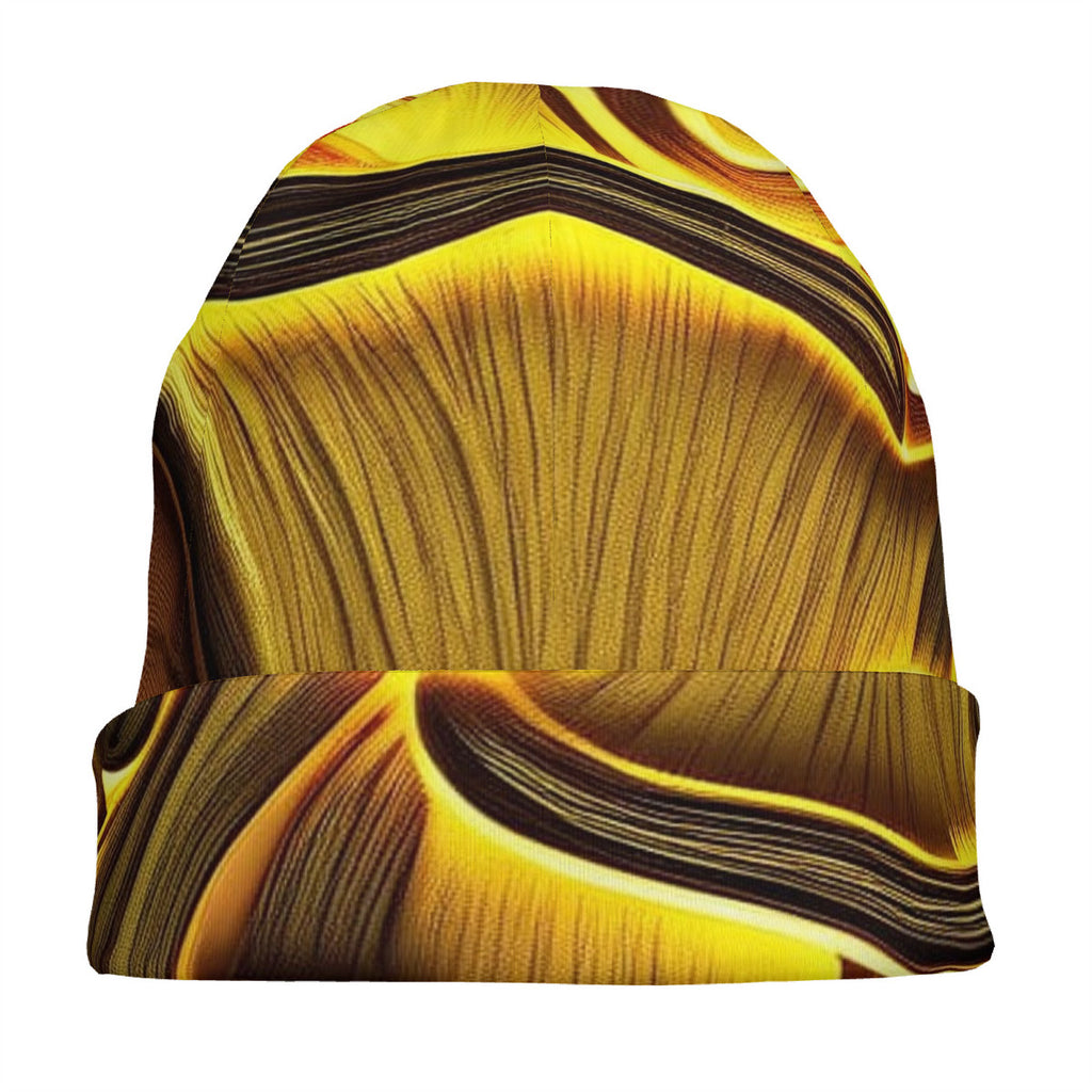 Mushroom Print Adult Fashion Knitted Beanie, 95% Polyester and 5% Spandex
