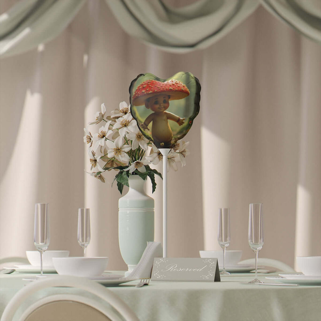 Heart Balloon — Whimsical Mushroom Boy Foil Balloon (6")