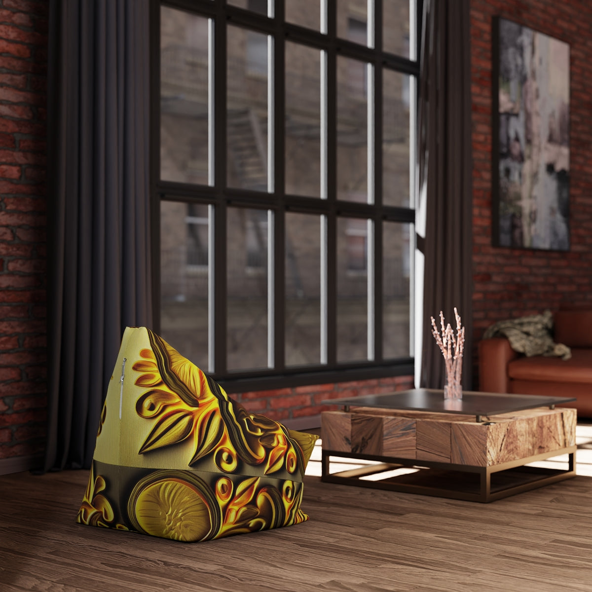 Bean Bag Cover — Luxe Gold Baroque Mushroom Print