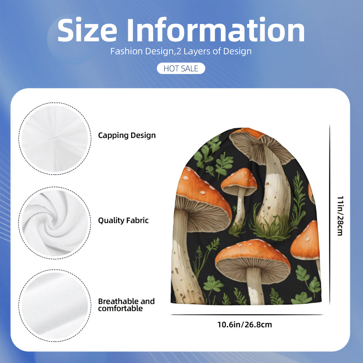 Custom Design Mushroom Print Adult Knitted Beanie - Versatile Cap Perfect For Both Men & Women