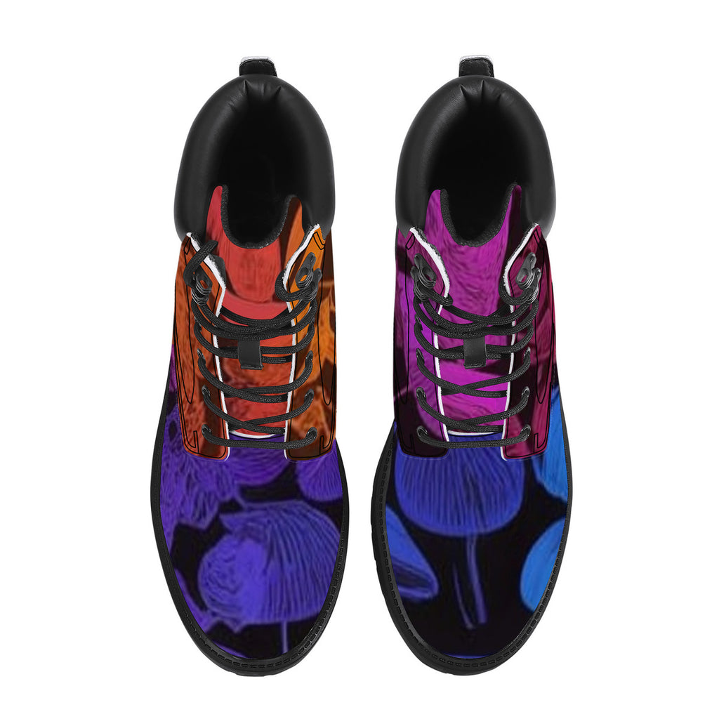 Rainbow Synthetic Leather Boots - Vegan Waterproof All-Season Boots | Piper's Shroom Works