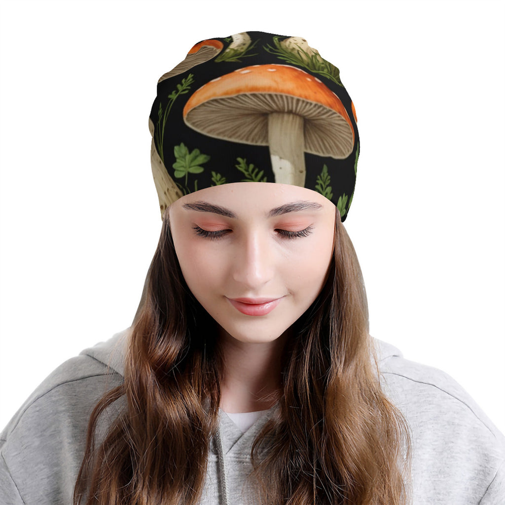 Custom Design Mushroom Print Adult Knitted Beanie - Versatile Cap Perfect For Both Men & Women