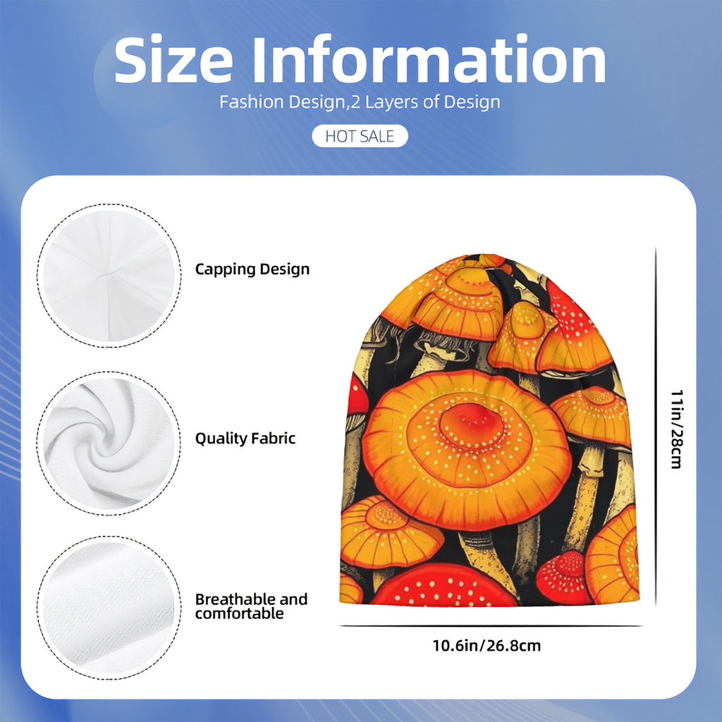 Mushroom Design Custom Adult Knitted Beanie, Is Perfect For Both Men & Women