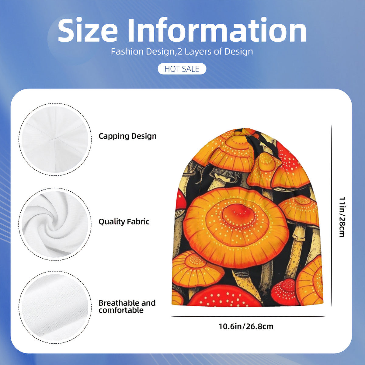 Mushroom Design Custom Adult Knitted Beanie, Is Perfect For Both Men & Women