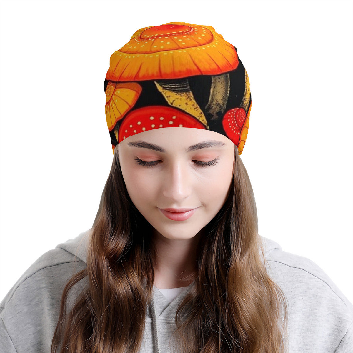 Mushroom Design Custom Adult Knitted Beanie, Is Perfect For Both Men & Women