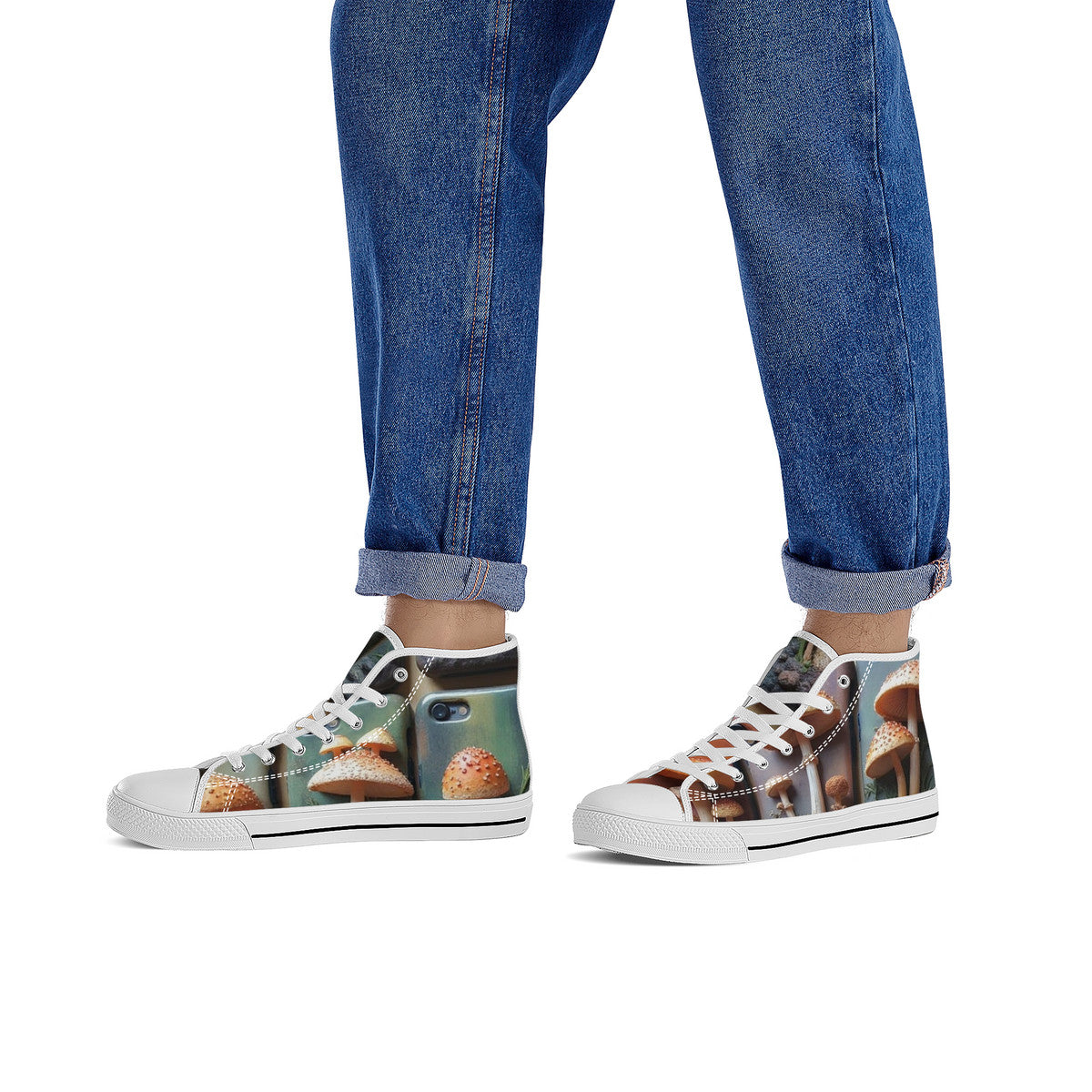 FWS High-Top Canvas Shoes With Customized Tongue - White