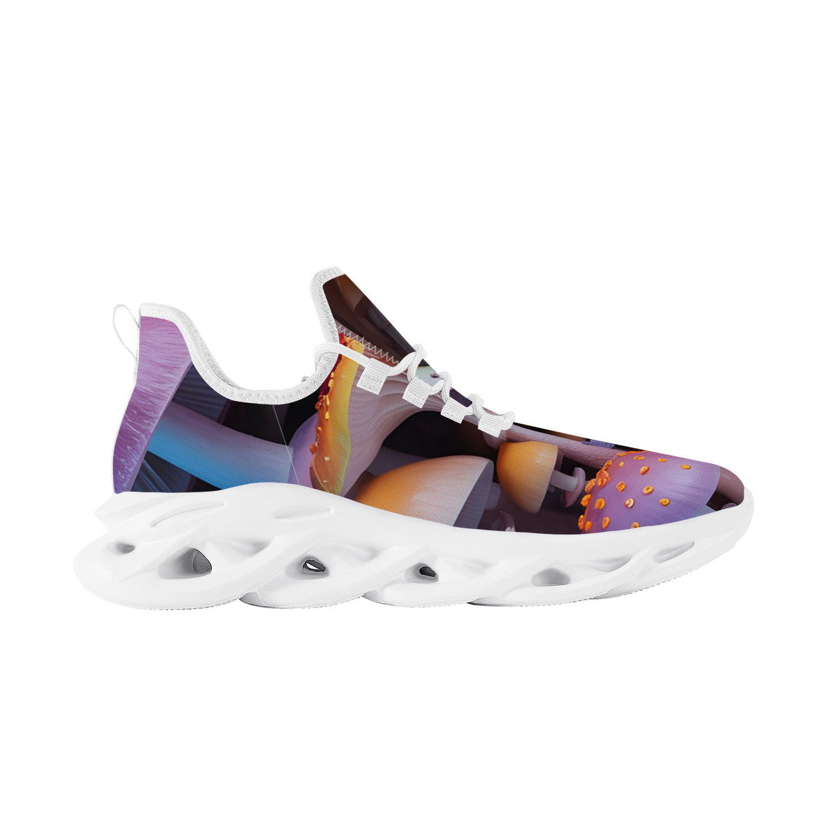 Custom Design Mushroom Print Flex Control Sneaker - White