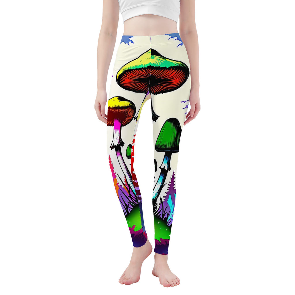 Custom Mushroom Print All-Over Print Yoga Leggings