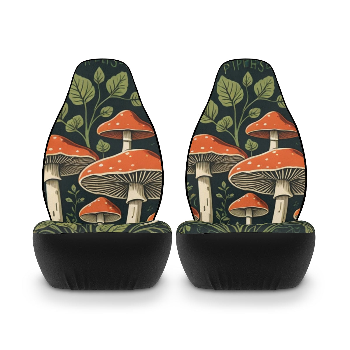 Mushroom Forest Car Seat Covers — Vintage Botanical Polyester Seat Protectors
