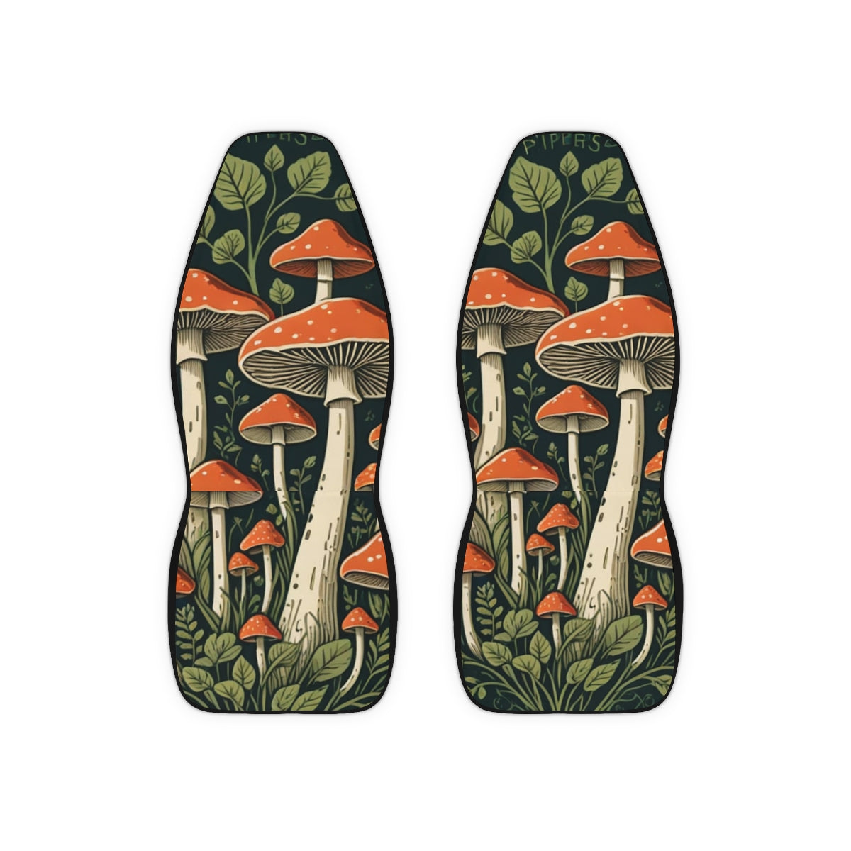 Mushroom Forest Car Seat Covers — Vintage Botanical Polyester Seat Protectors