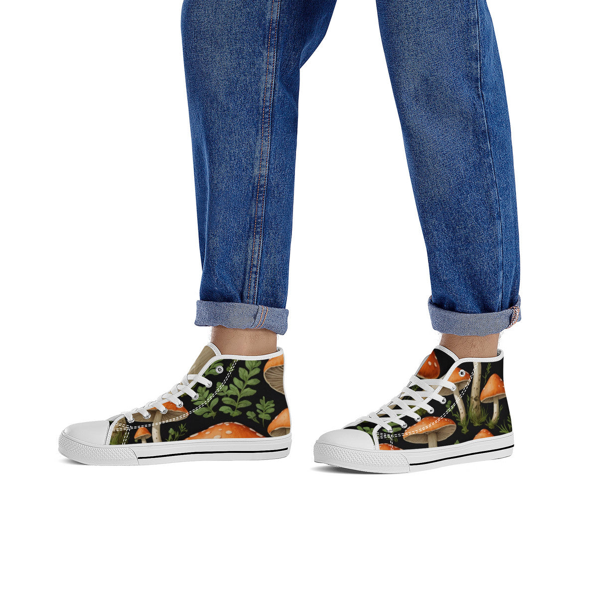 FWS High-Top Canvas Shoes With Customized Tongue - White