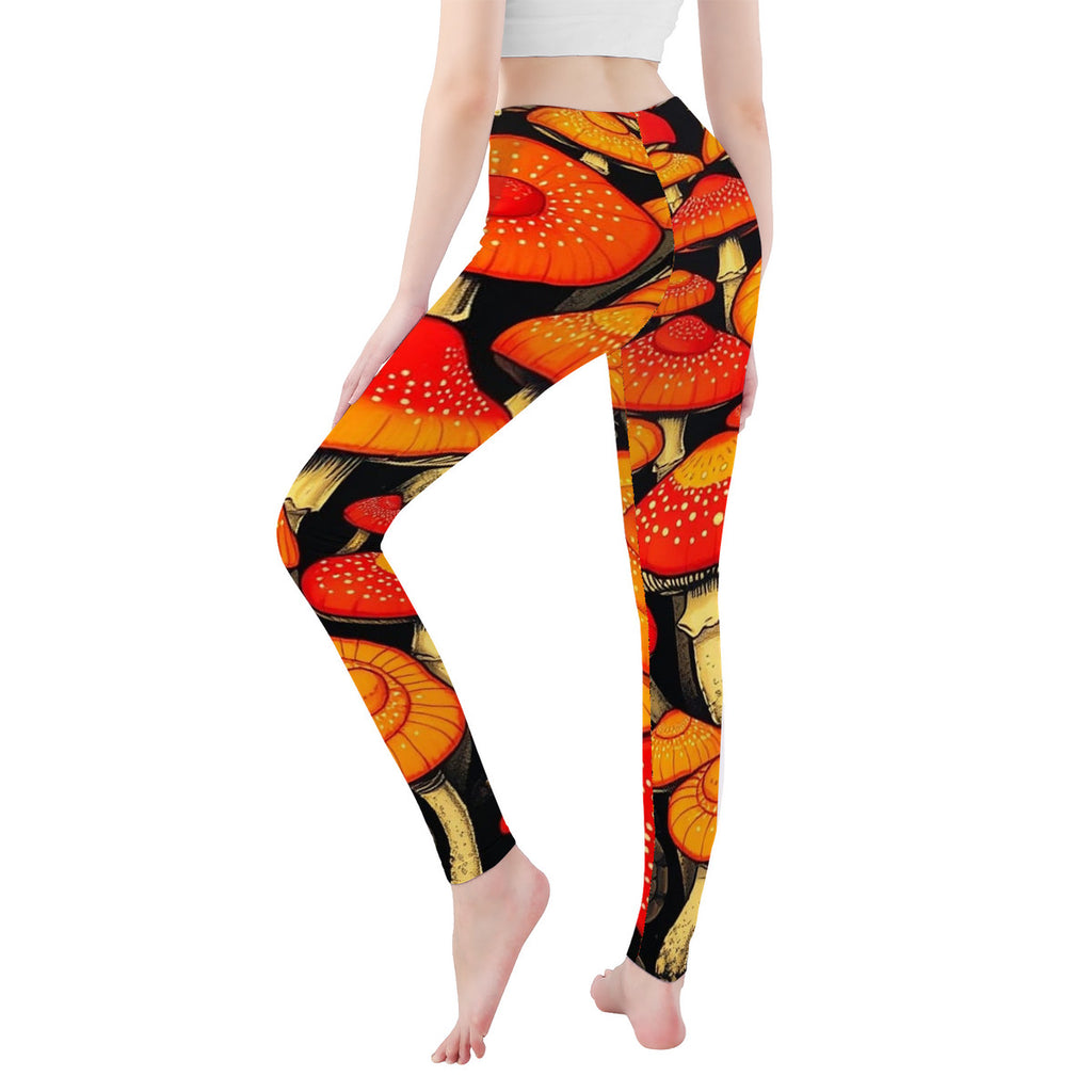 Custom Design Mushroom All-Over Print Yoga Leggings