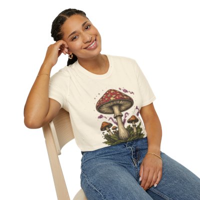 Psychedelic Mushroom Graphic T-Shirt — Red Amanita Illustration