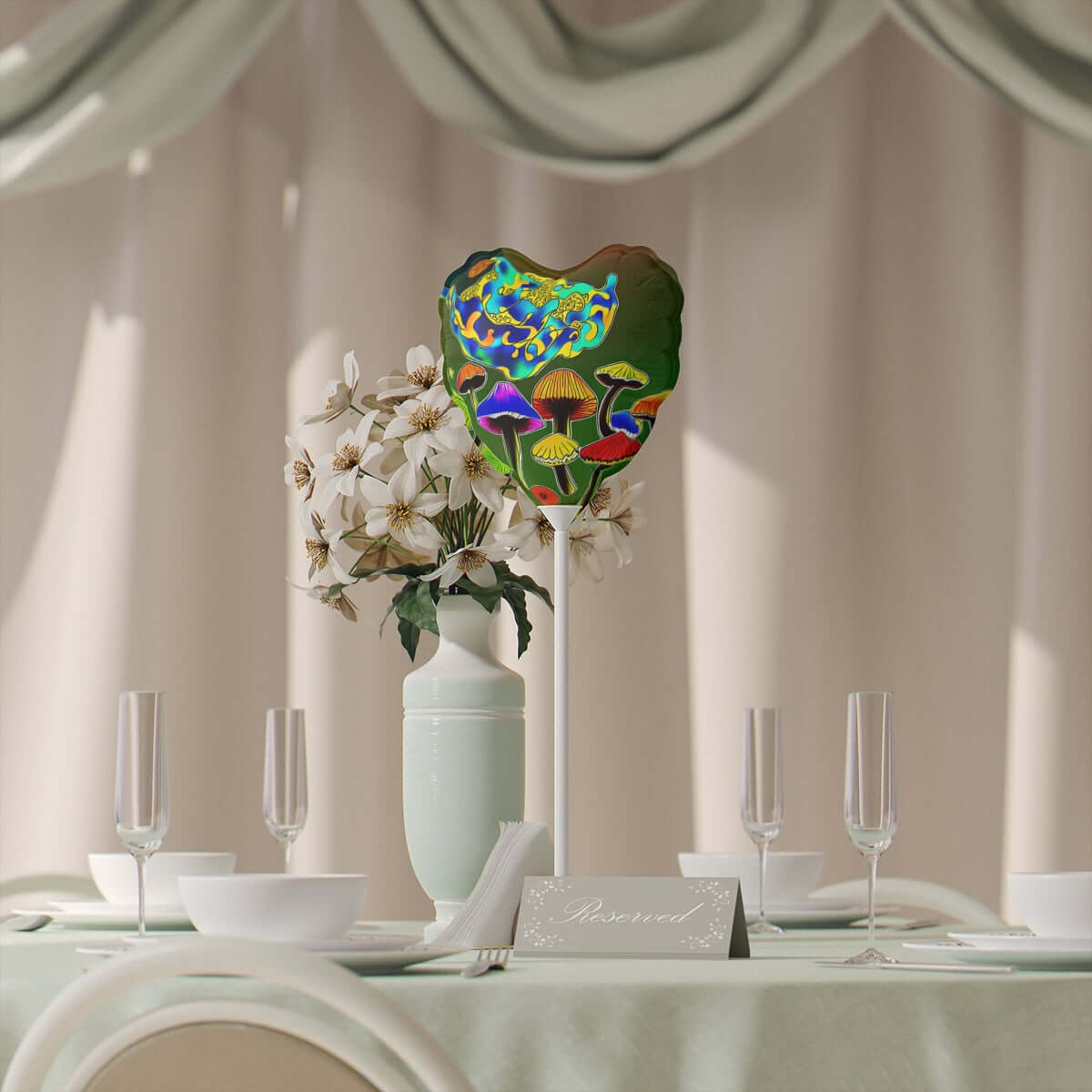 Psychedelic Mushroom Heart Balloon — 6" Heart Foil Party Balloon