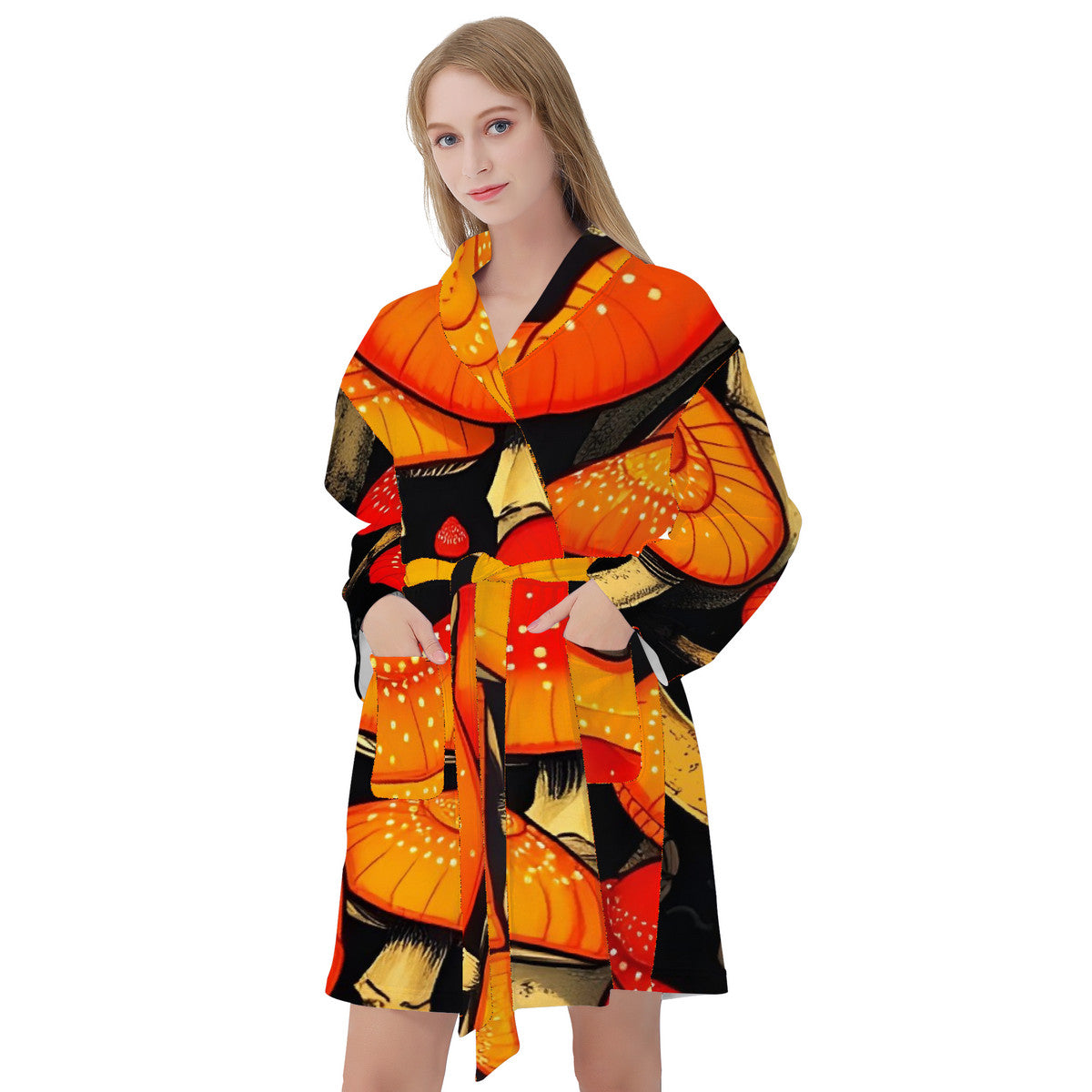 Orange Custom Mushroom Print Bath Robes