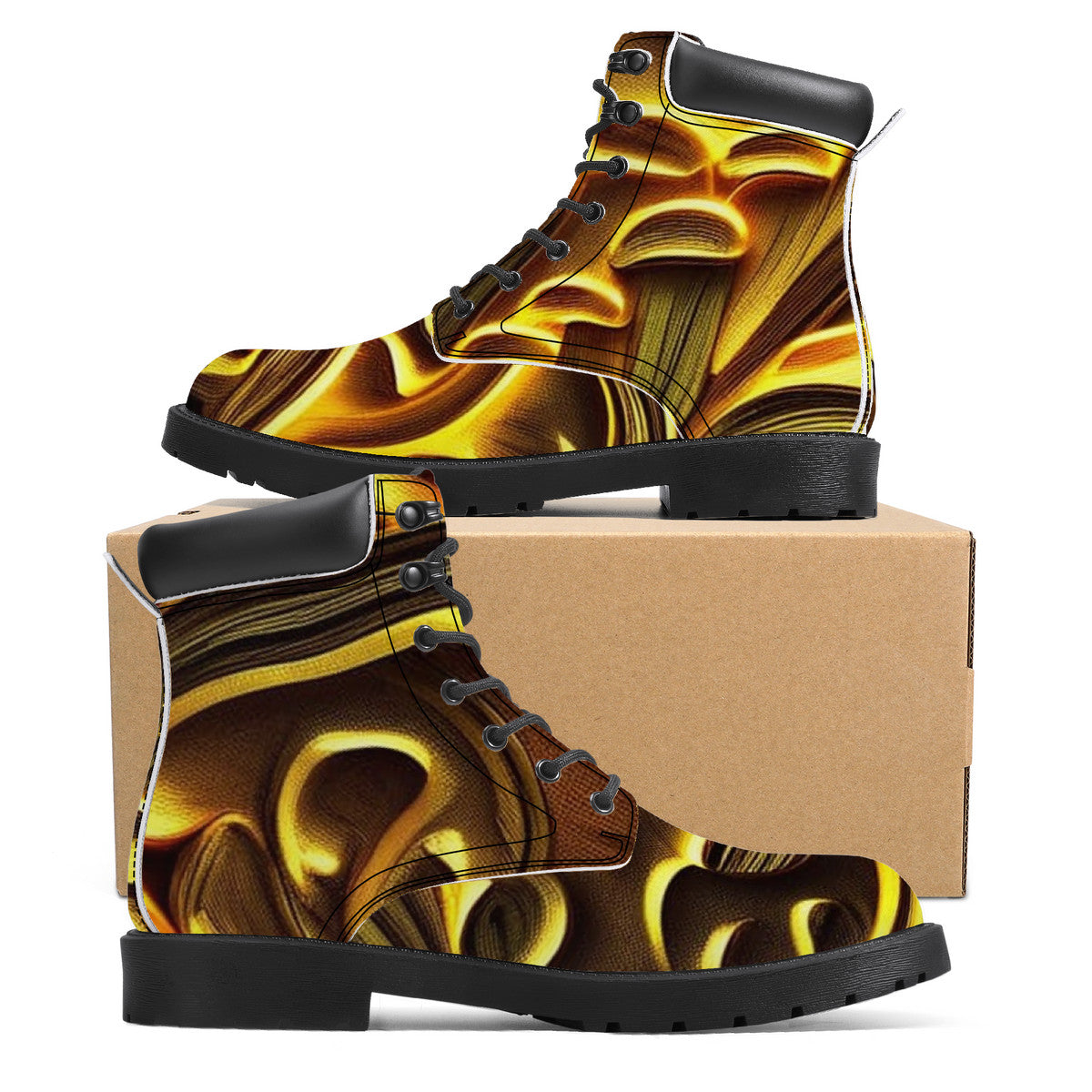 Golden Mushrooms Special Edition Synthetic Leather Boots - Vegan Waterproof All-Season Boots