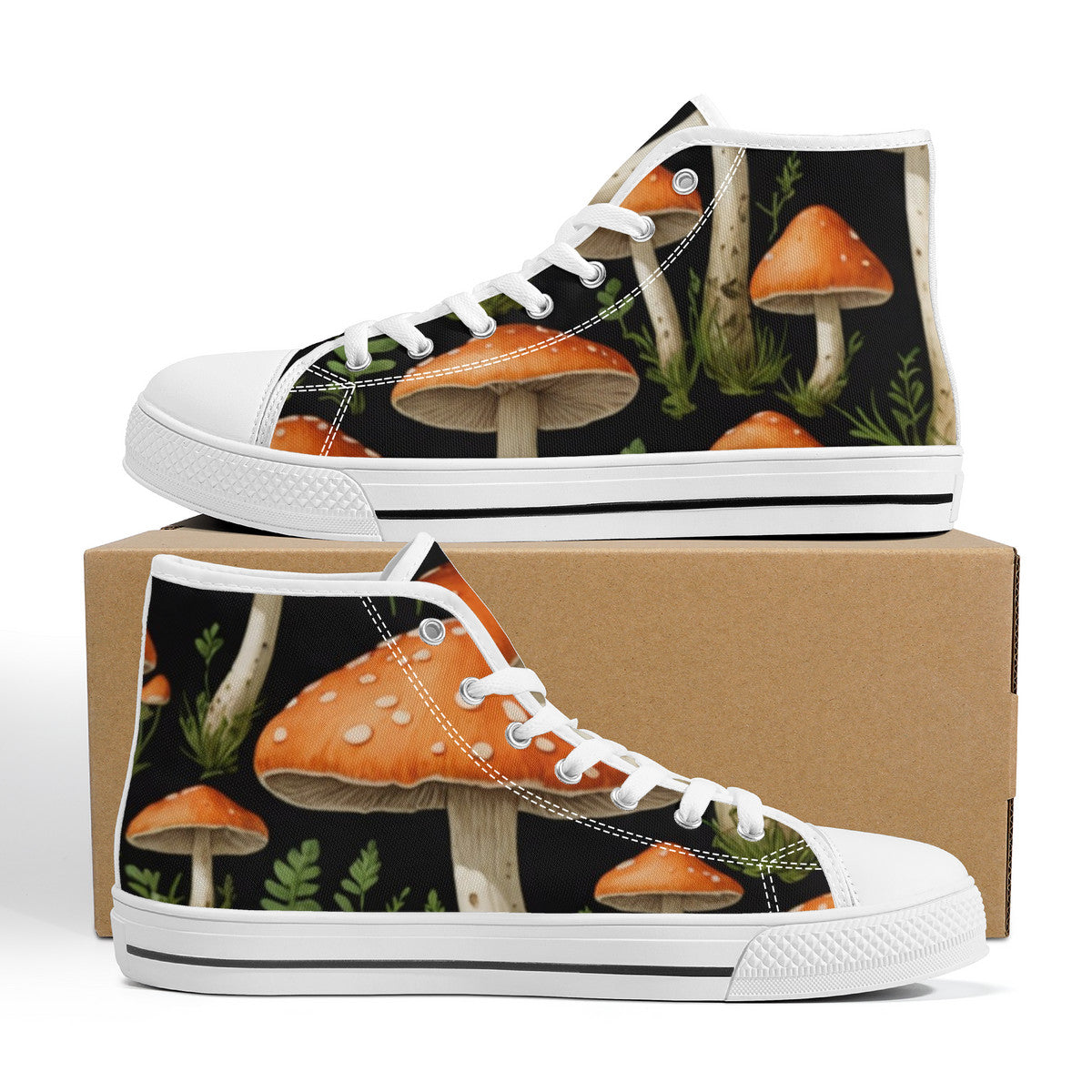 FWS High-Top Canvas Shoes With Customized Tongue - White