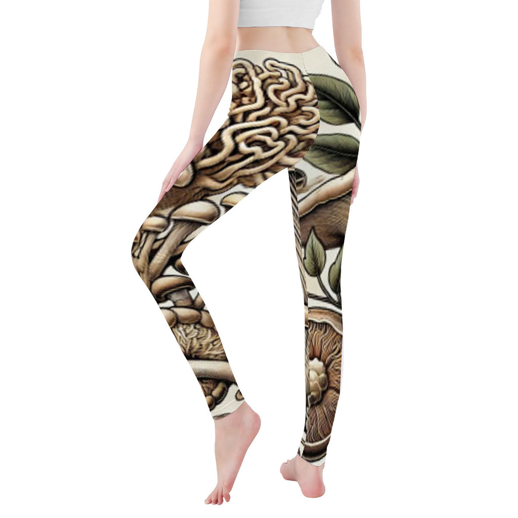 Custom Mushroom Design All-Over Print Yoga Leggings
