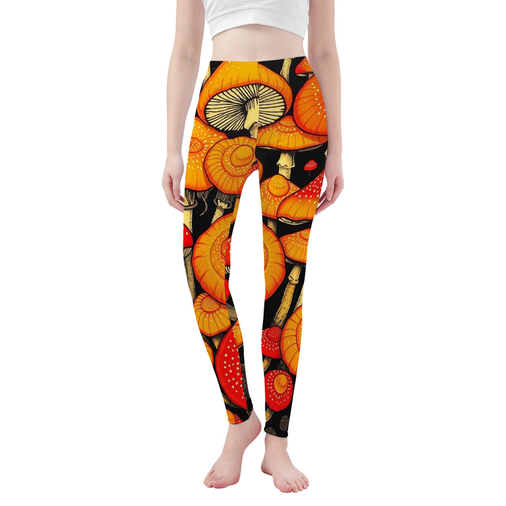 Custom Design Mushroom All-Over Print Yoga Leggings