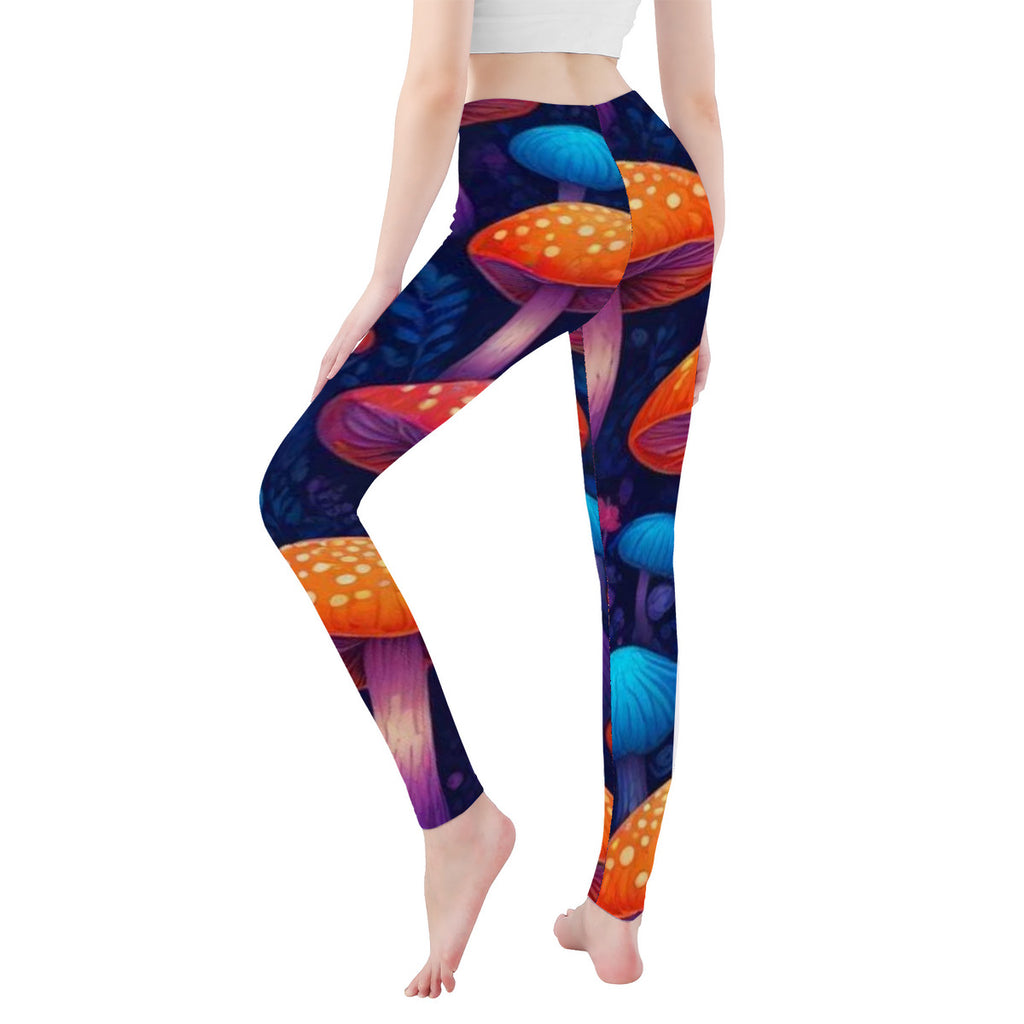 Custom Mushroom Design All-Over Print Yoga Leggings