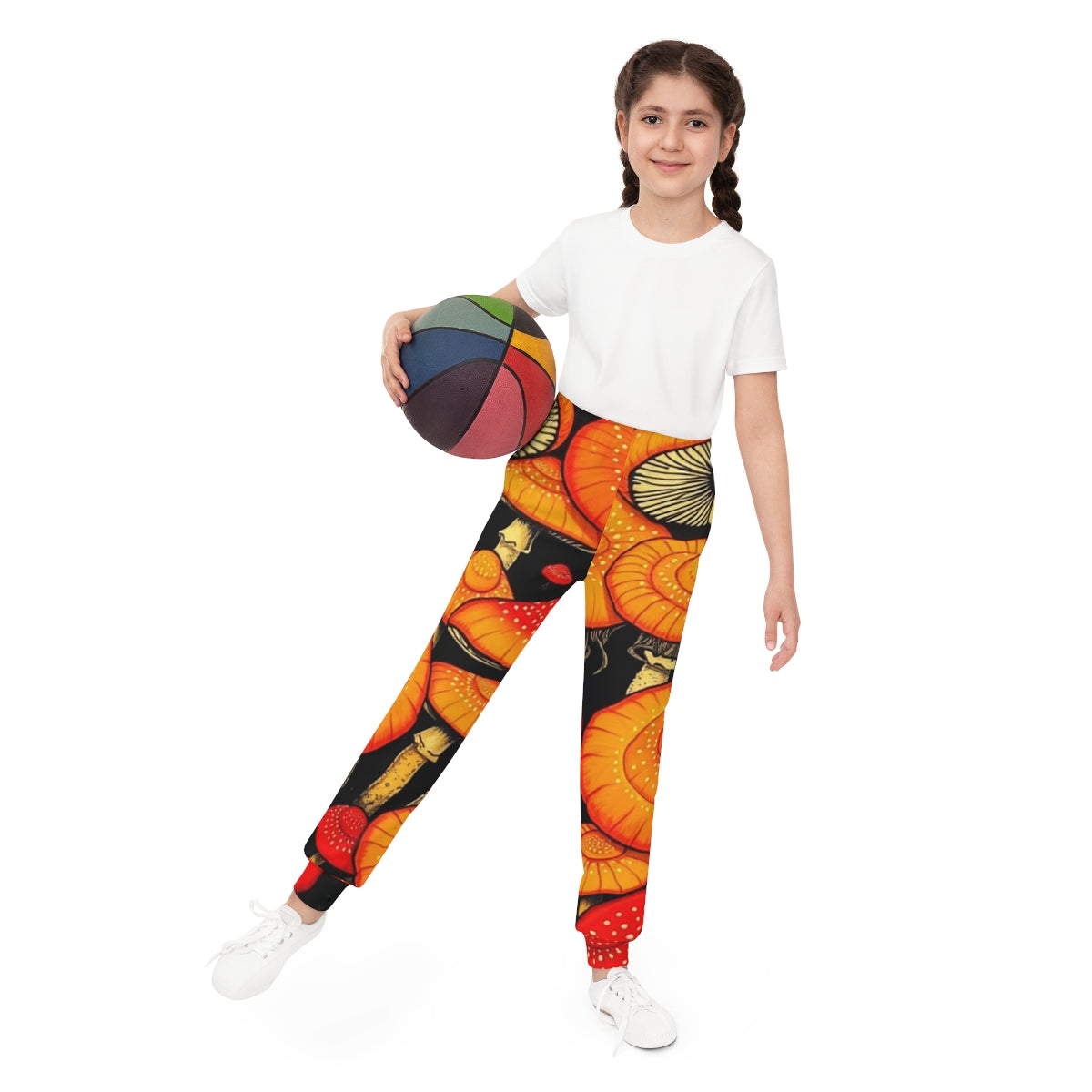 Youth Mushroom Joggers — Orange Psychedelic Fungi All-Over Print