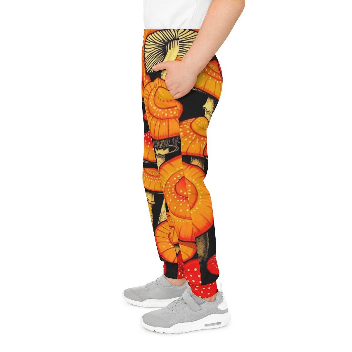 Youth Mushroom Joggers — Orange Psychedelic Fungi All-Over Print