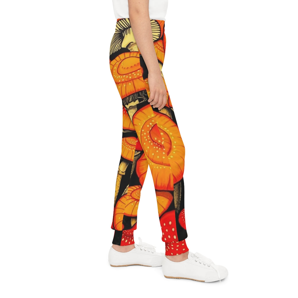 Youth Mushroom Joggers — Orange Psychedelic Fungi All-Over Print