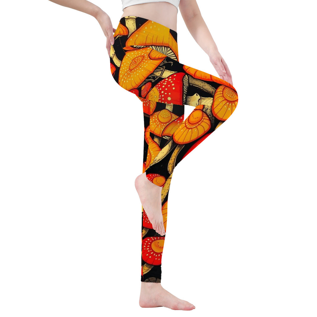 Custom Design Mushroom All-Over Print Yoga Leggings
